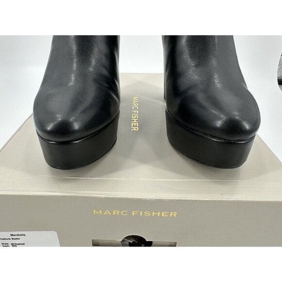 MARC FISHER Rublia 2 Womens Black Platform Bootie Heel Faux Leather Boots 9.5 M - Picture 3 of 10